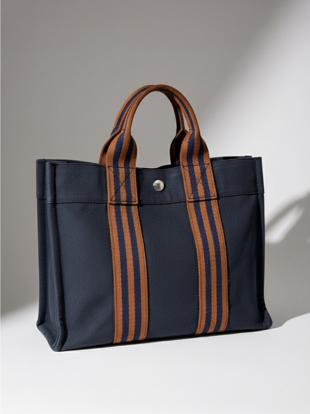 Hermès Fourre Tout MM Navy Canvas Tote Bag